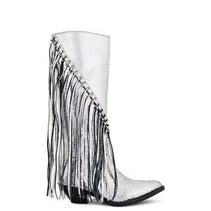 RAYE Jackson Western Boots Metallic Silver Size 6.5 RAYE-WZ2499 Fringe Tasseled